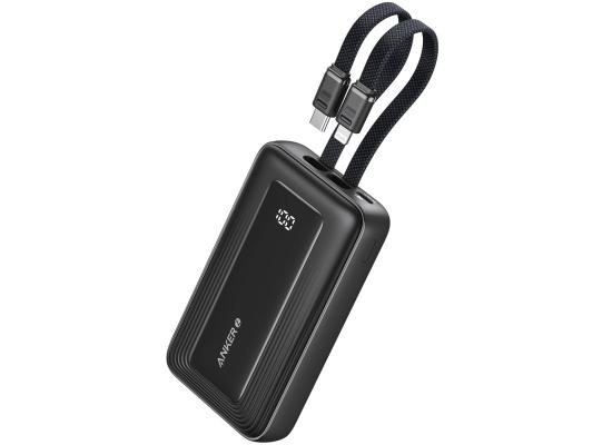 Anker Zolo Power Bank, 20,000mAh 30W Max Fast Portable Charger with Built-in USB-C and MFi Certified Lightning Cables, USB-C&A, Battery Pack for iPhone 16/15 Series, MacBook, Galaxy - Black
